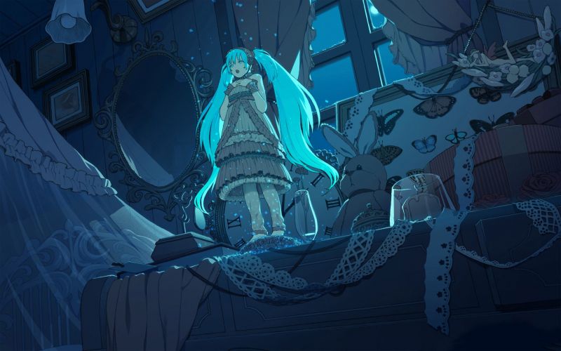 ilustrace, Vocaloid, Hatsune Miku, tma, Snímek obrazovky, mecha ilustrace, Vocaloid, Hatsune Miku, tma, Snímek obrazovky, mecha