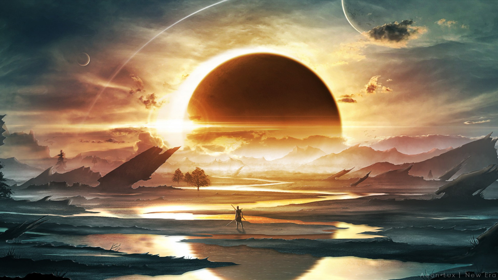slnečnému žiareniu, západ slnka, more, odraz, neba, umelecké diela, svitanie, večerné, sci-fi, mesačný svit, horizont, atmosféra, súmrak, mrak, svitania, oceán, vlna, screenshot, počítač tapeta, morská vlna