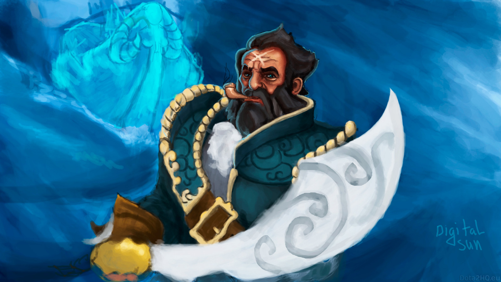 blå, Dota 2, Kunkka, KUNST, skærmbillede