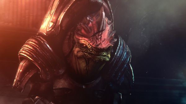 video games, Mass Effect, Wrex, screenshot, darkness, fictional character