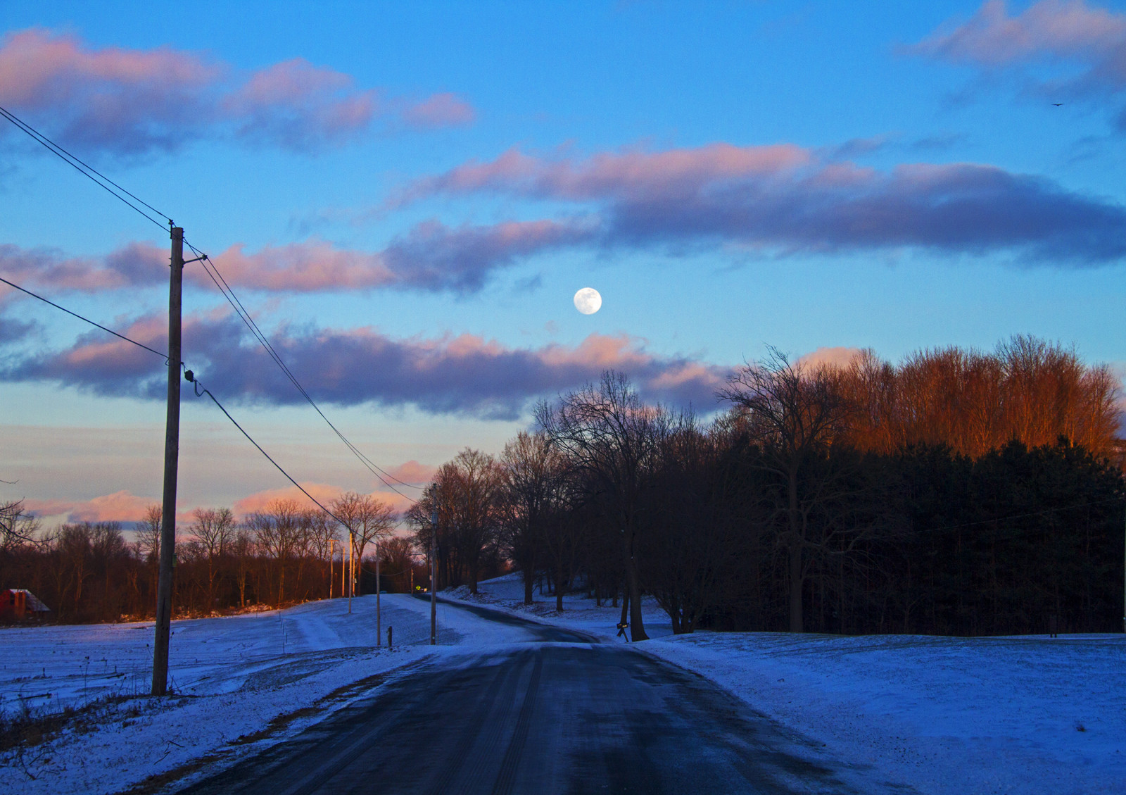 Wallpaper spring, springtime, winter, cold, Moon, February, evening
