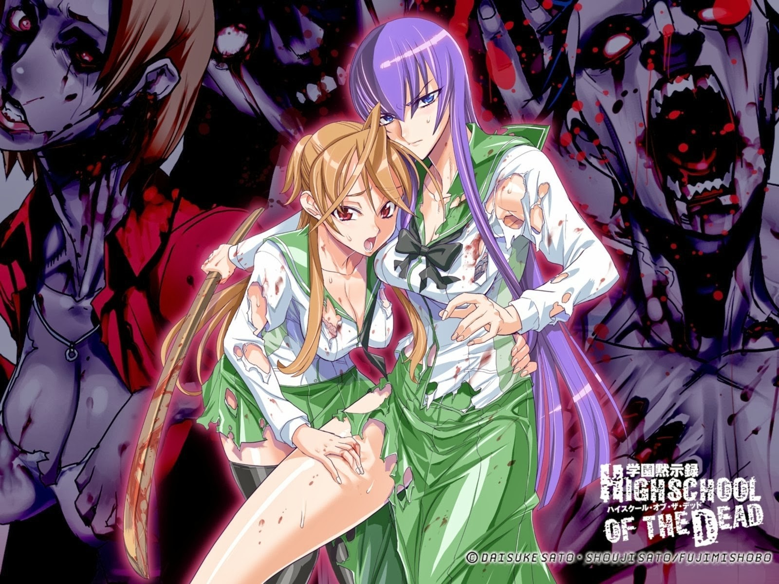 ilustrace, anime, anime dívky, komiks, Střední škola mrtvých, Miyamoto Rei, Busujima Saeko, mangaka, komiks