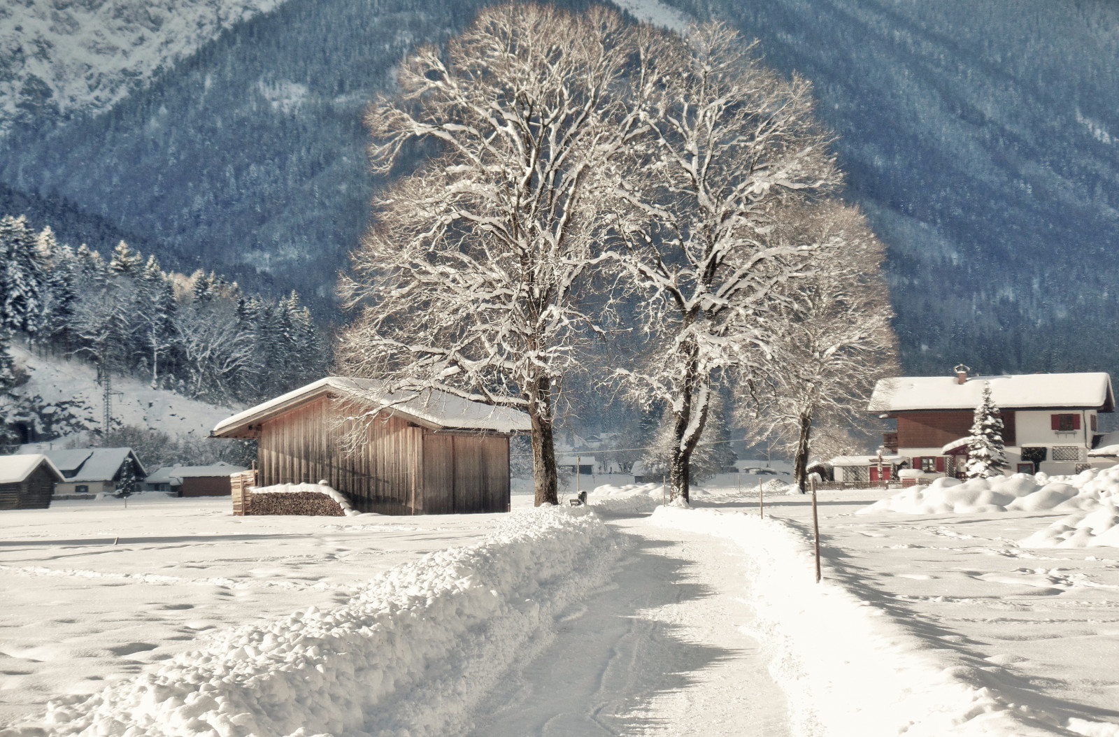 hory, sníh, zima, silnice, mráz, panoráma, cesta, zmrazení, stodoly, strom, počasí, sezóna, cesta, berg, piste, vánice, weg, krajiny, geologický fenomén, zimní bouře