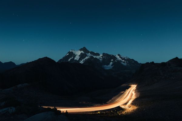 landscape, mountains, nature, sky, sunlight, night