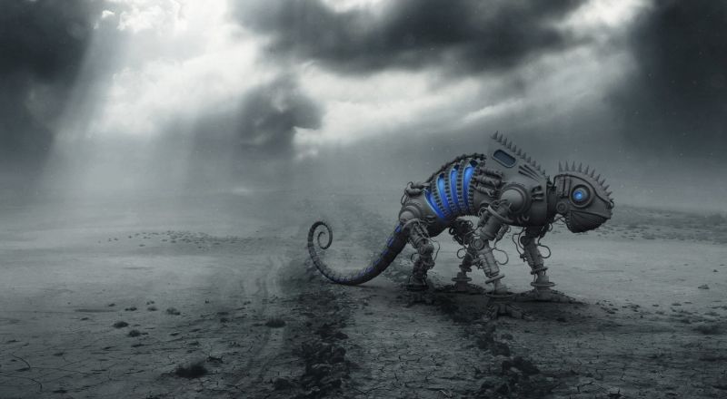 digital art, robot, 3D, artwork, monochrome, snow digital art, robot, 3D, artwork, monochrome, snow