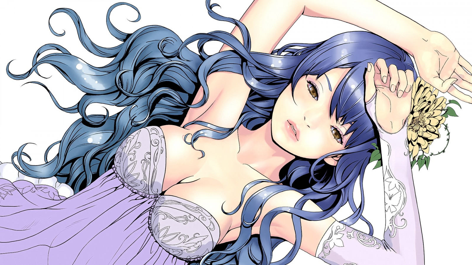 tegning, illustration, langt hår, anime, Anime piger, brunette, Kigger på seeren, store bryster, tegneserie, tegneserier, skitse, mangaka, tegneserier kunstner