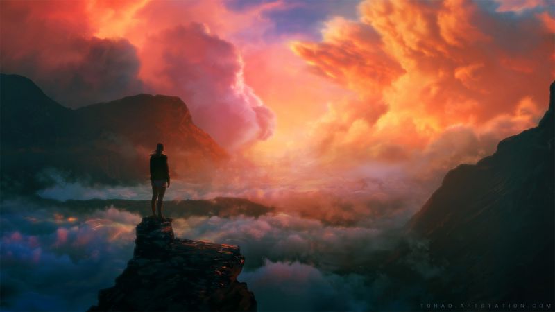 1728x972 px, Landschaft, Berge, Wolken, digitale Kunst, Himmel 1728x972 px, Landschaft, Berge, Wolken, digitale Kunst, Himmel