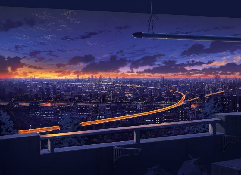 krajina, město, panoráma města, Japonsko, západ slunce, noc krajina, město, panoráma města, Japonsko, západ slunce, noc
