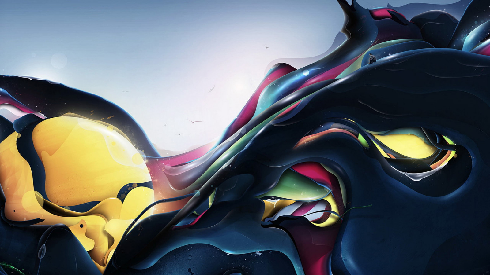 ilustración, Photoshop, mar, Anime, naturaleza, pescado, historietas, ART, color, captura de pantalla, Papel pintado de la computadora