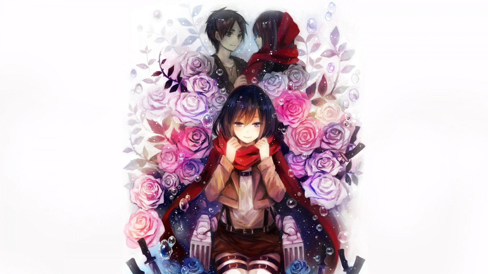 anime, Shingeki no Kyojin, Eren Jeager, Mikasa Ackerman, Hračka, panenka, kostým, 1920x1080 px