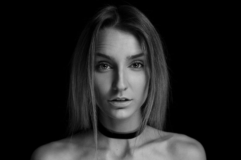 viso, bianca, nero, donne, monocromo, modello