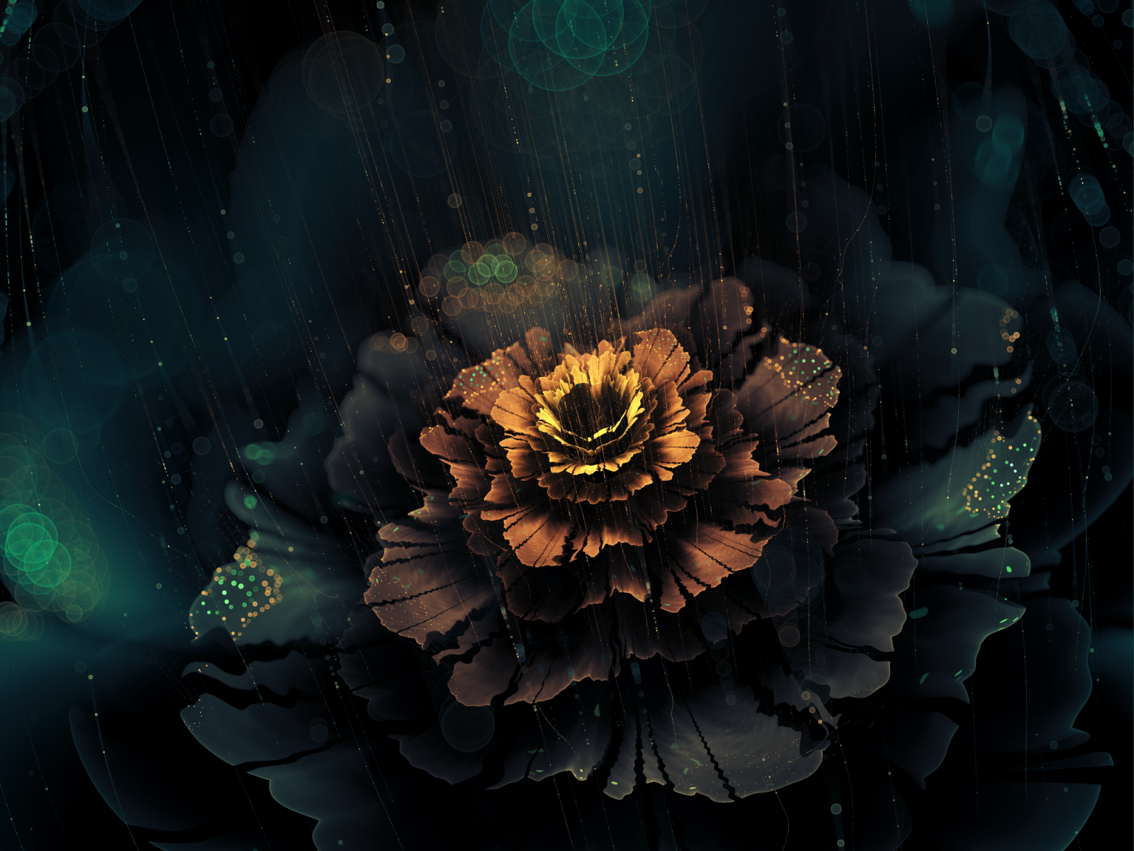 regn, grøn, fraktal, fraktale blomster, blomst, plante, flora, mørke, skærmbillede, computer tapet, jord plante, blomstrende plante, fraktale kunst, makrofotografering