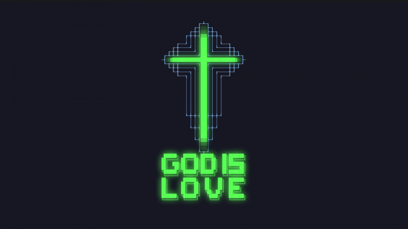 Kruzifix,Religion,ASCII Art,Cyberpunk,Neon-,Hacken