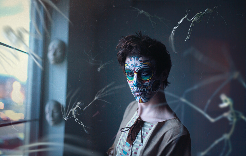 tma, dívka, zábava, prostor