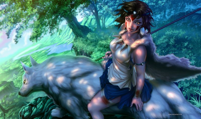 anime, anime dívky, Princezna Mononoke, mytologie, Snímek obrazovky, džungle anime, anime dívky, Princezna Mononoke, mytologie, Snímek obrazovky, džungle
