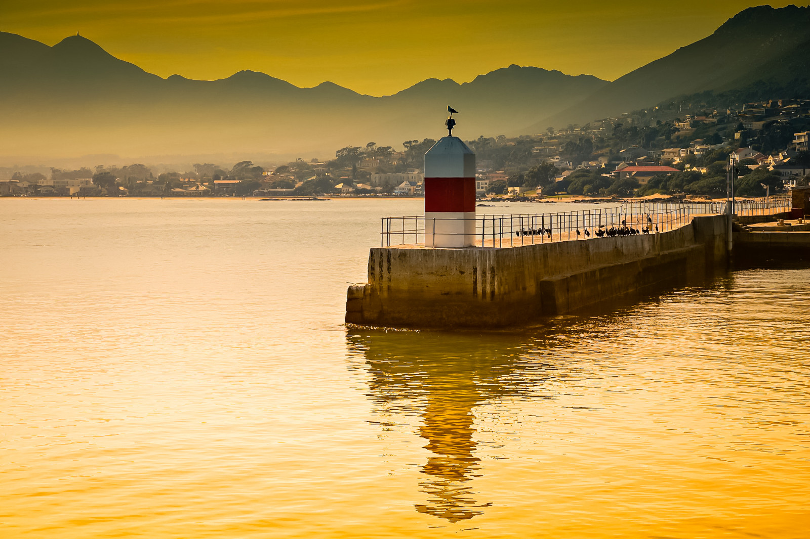 krajina, západ slunce, moře, jezero, voda, odraz, nebe, svítání, uklidnit, večer, ráno, maják, přístav, horizont, soumrak, molo, zlatý, svítání, nádrž, pandaonflickr, pobřežní, Západní Kapsko