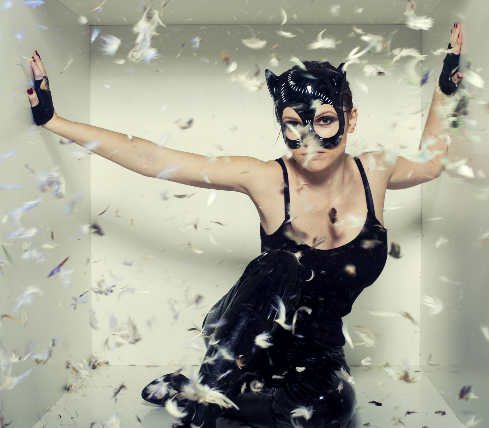 ženy, cosplay, kočičí žena, peří, móda, oblečení, kostým, focení