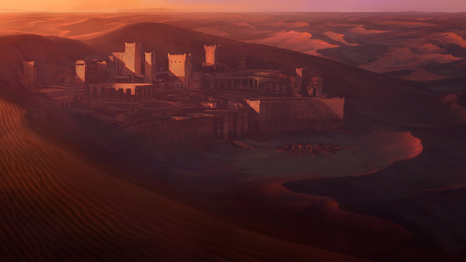3310x1862 px, város, sivatag