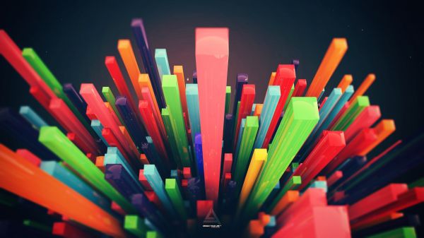 colorful, digital art, abstract, depth of field, minimalism, red