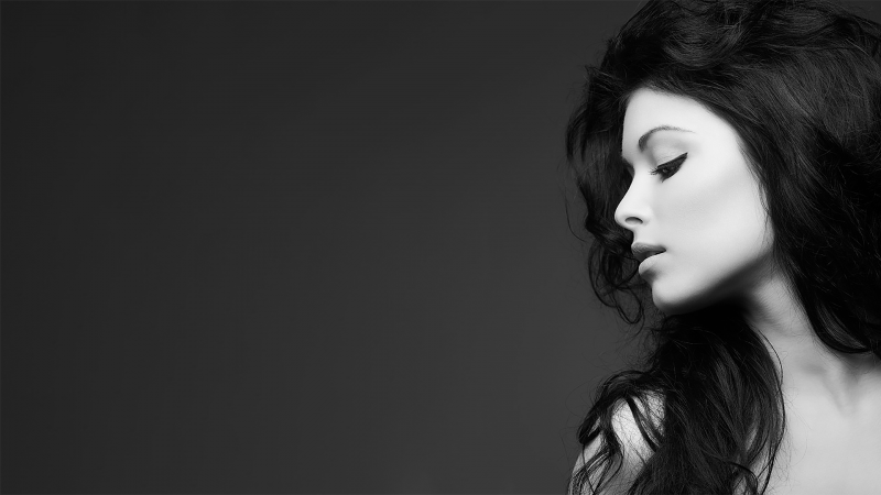 tvář, Černá, ženy, černobílý, model, bílý