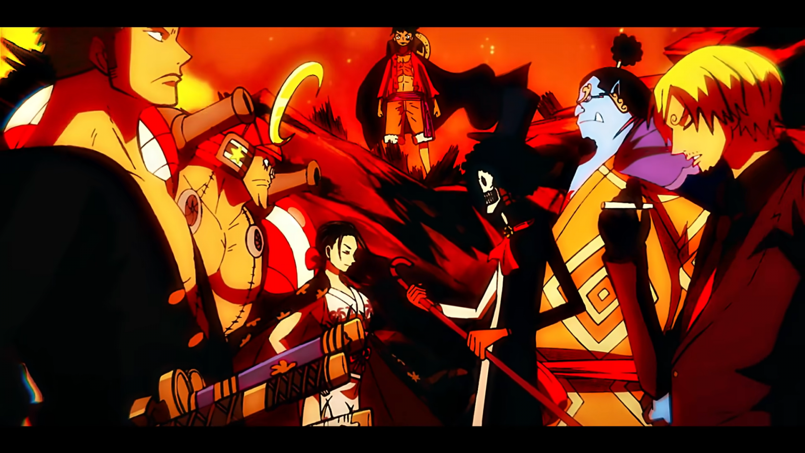 Jeden kus, Monkey D Luffy, Sanji, Roronoa Zoro, Nico Robin, Franky, Jimbei, Potok