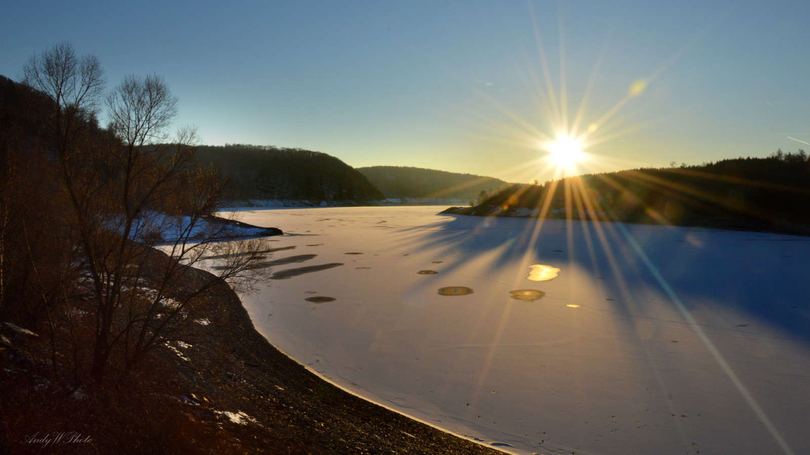 wasser, eis, led, voda, Talsperre, Harz, deutschland, Německo, syn, slunce, Stausee