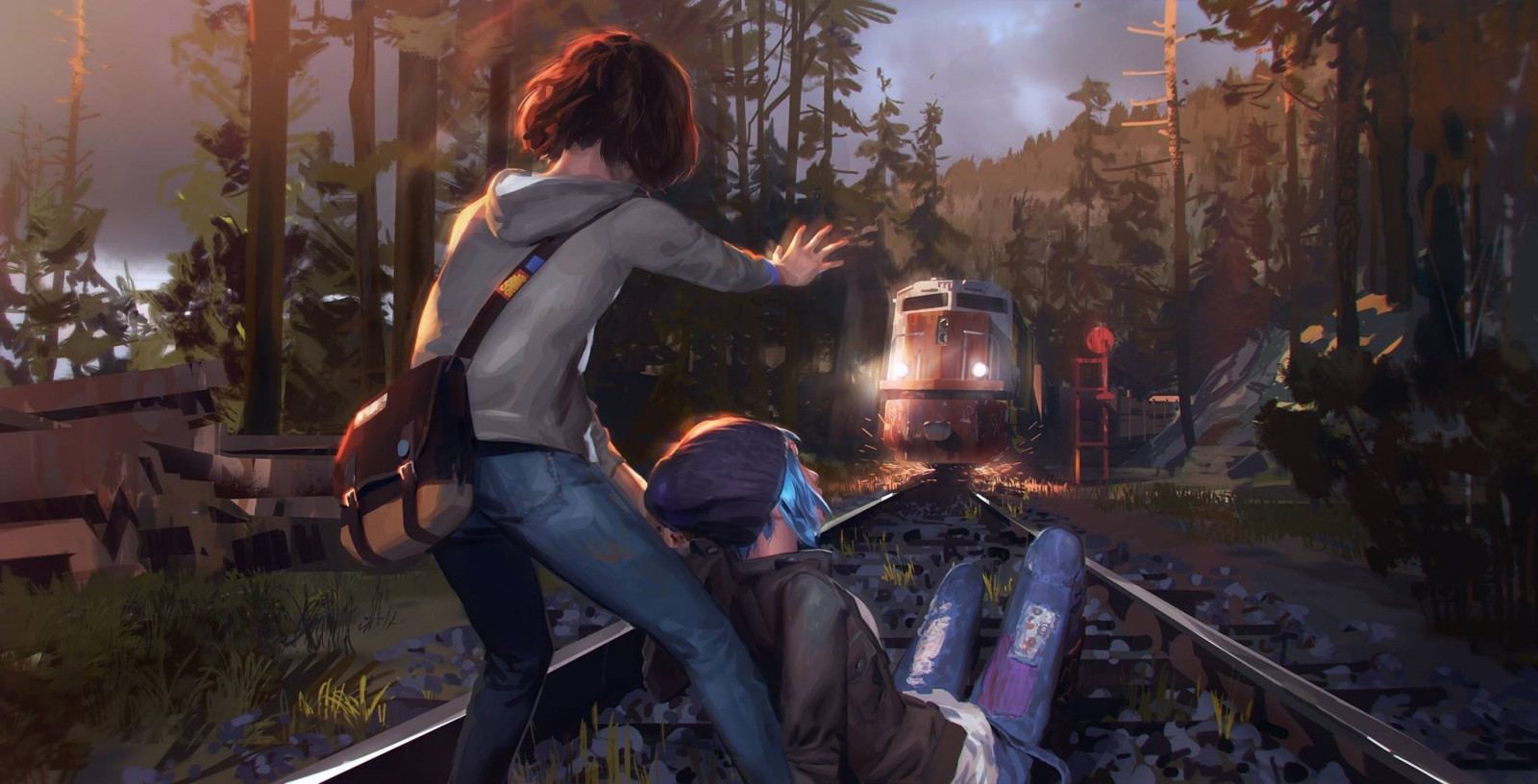 Wallpaper anime, train, Max Caulfield, Life Is Strange