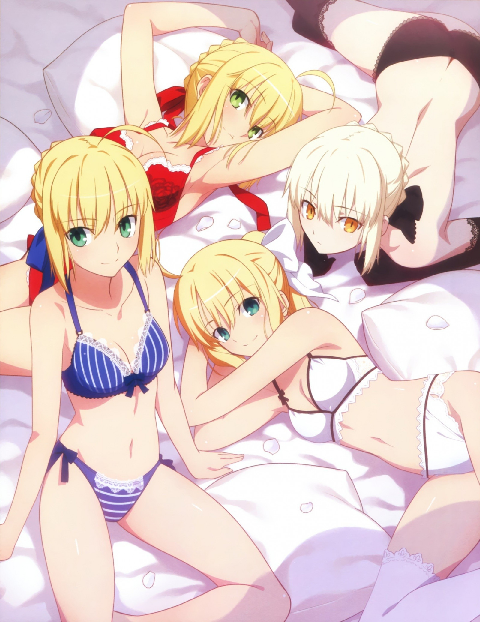 ilustrace, anime, anime dívky, umělecká díla, manga, kreslená pohádka, Šavle, osud Series, Saber Alter, Saber Lily, Saber Extra, ecchi, Takeuchi Takashi, Sem Moon, mangaka