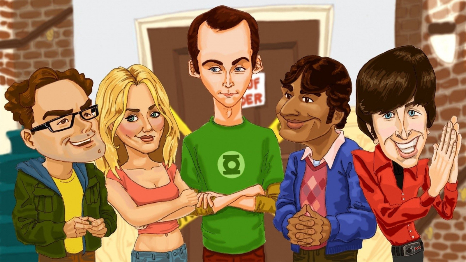 lidé, ilustrace, kreslená pohádka, Osoba, Teorie velkého třesku, Sheldon Cooper, Penny, Leonard Hofstadter, Howard Wolowitz, Rajesh Koothrappali, 1920x1080 px