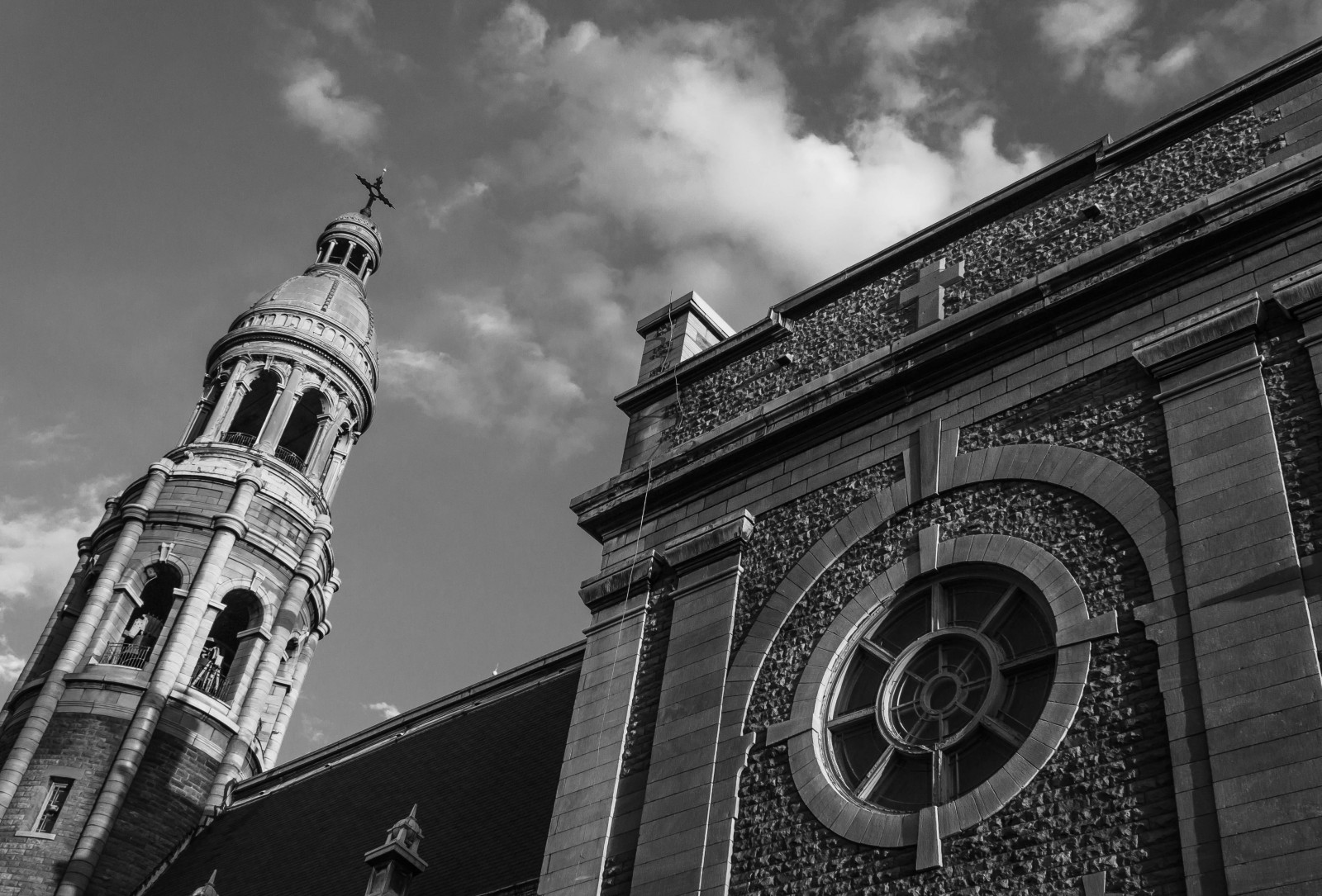 céu, Preto e branco, Bw, Canadá, Tijolo, Igreja, arquitetura, nuvens, contraste, Cruz, Quebec, Montreal, Tonalidades, Sala leve, 1855kitlens, Canont3