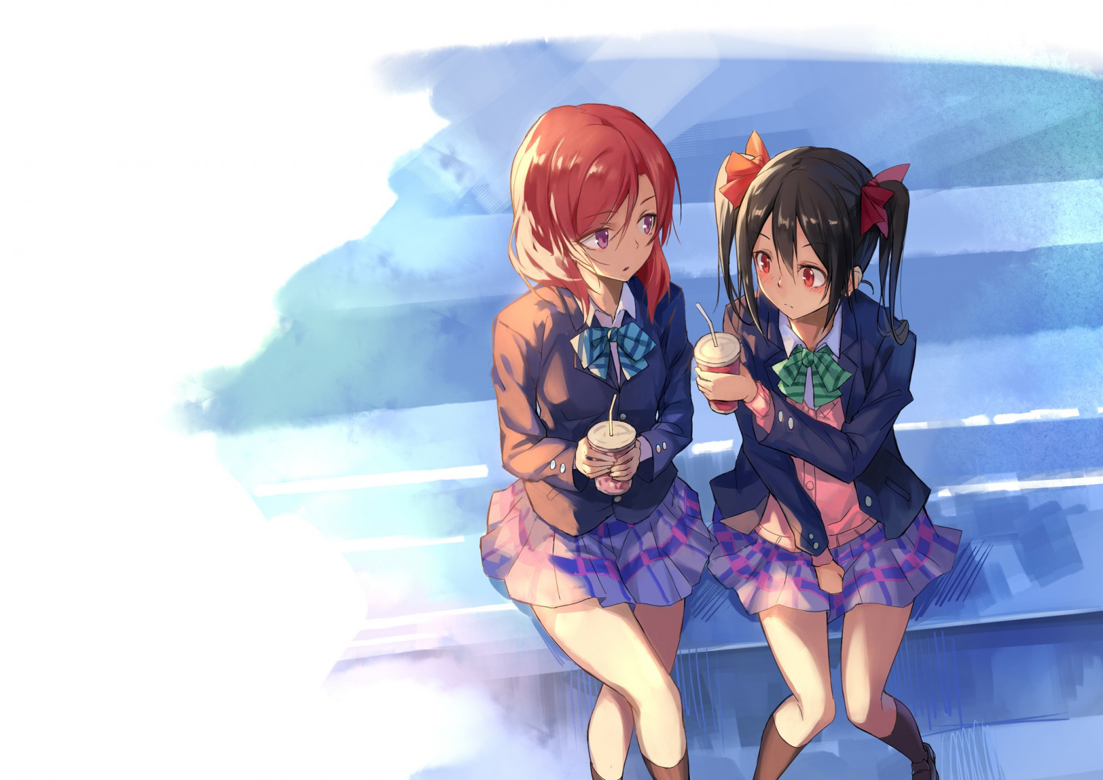 ilustrace, anime, anime dívky, umělecká díla, Milovat život, školní uniforma, Yazawa Nico, Nishikino Maki