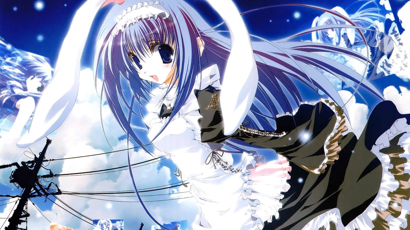 ilustrace, anime, anime dívky, králičí uši, Původní znaky, služka, pokojská outfit, mangaka