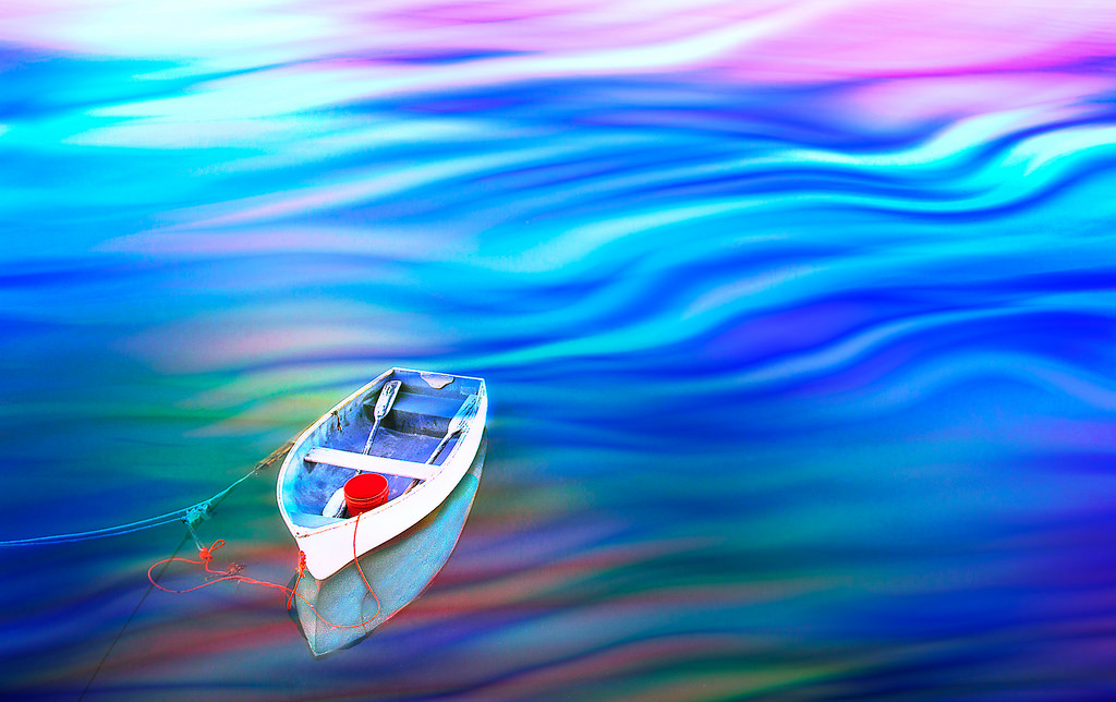 moře, textura, voda, loď, duha, Maine, dojem, malý člun, magicunicornverybest