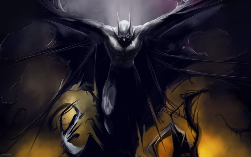 ilustrace, anime, Bat-man, démon, tma, křídlo ilustrace, anime, Bat-man, démon, tma, křídlo