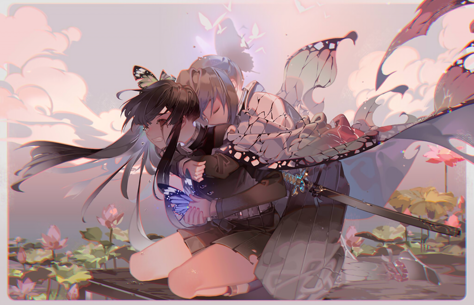 planta, rosado, ART, cg artwork, pintura, pelo largo, contento, pétalo, ilustración, gráficos, personaje de ficción, visual arts, dibujo, Anime, diseño gráfico, ficción, flor, animación, mitología, Pintura de acuarela