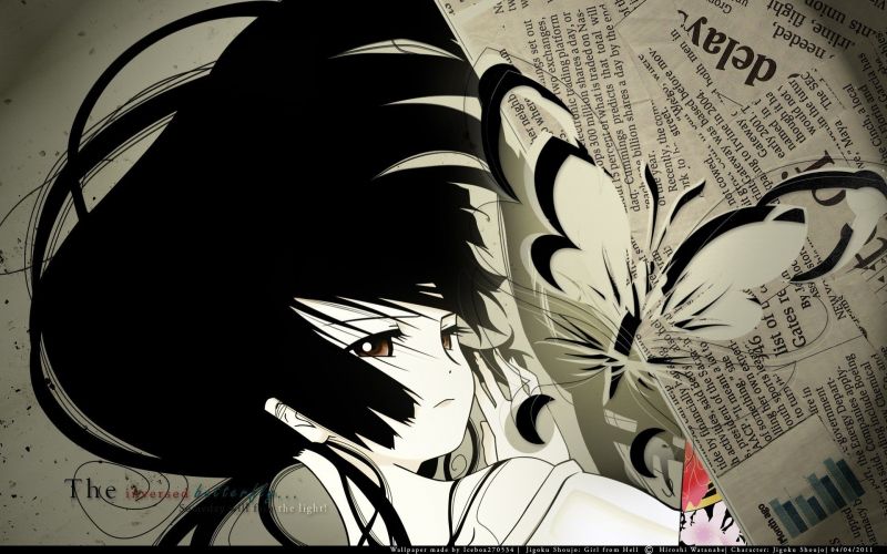 anime, anime dívky, černé vlasy, motýl, Enma Ai, 1920x1200 px anime, anime dívky, černé vlasy, motýl, Enma Ai, 1920x1200 px