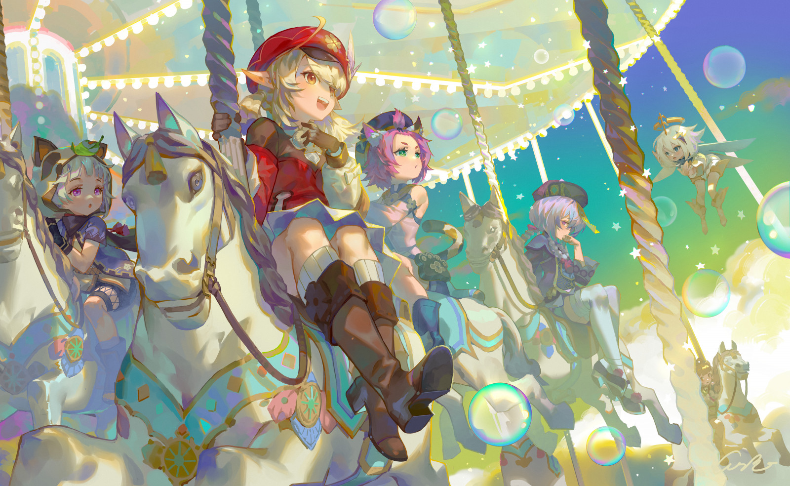 anime, anime dívky, Genshin Impact, Klee Genshin Impact, Qiqi Genshin Impact