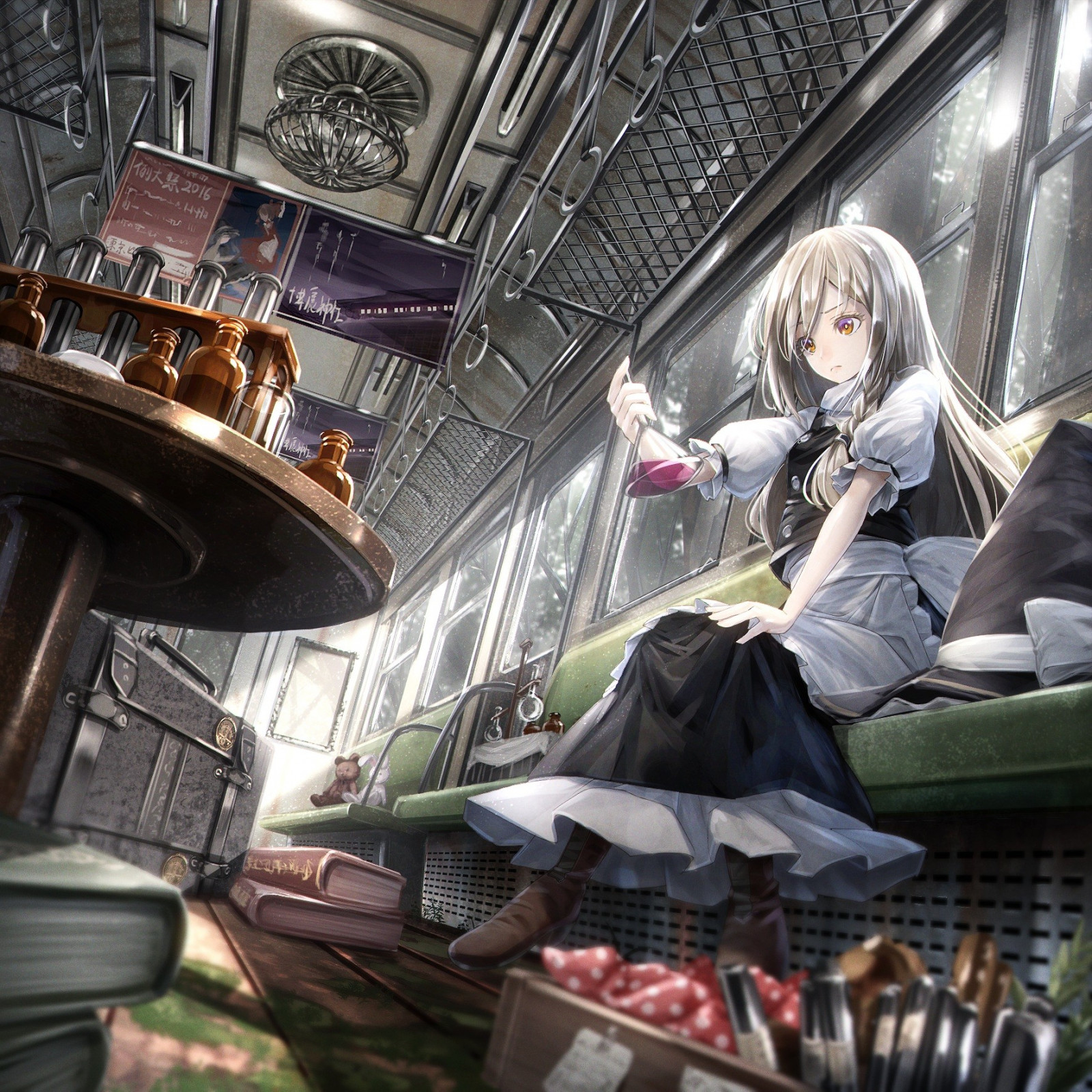 anime, fete anime, Touhou, tren, benzi desenate, Kirisame Marisa, jocuri, captură de ecran, joc pentru PC
