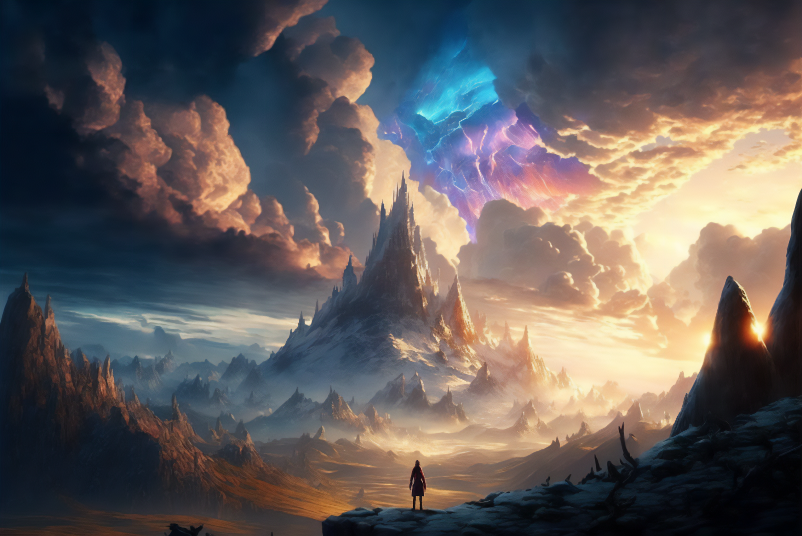 ai art, inverno, neve, montanhas, nuvens
