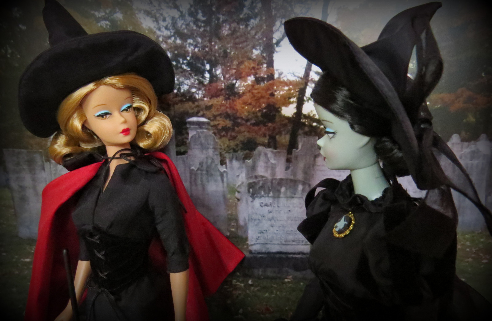 předvečer Všech svatých, zelená, čarodějnice, kouzlo, hřbitov, televize, Barbie, západ, charakter, tma, show, série obrazů, drama, akční figurka, zlý, samantha, očarovaný, Stevens