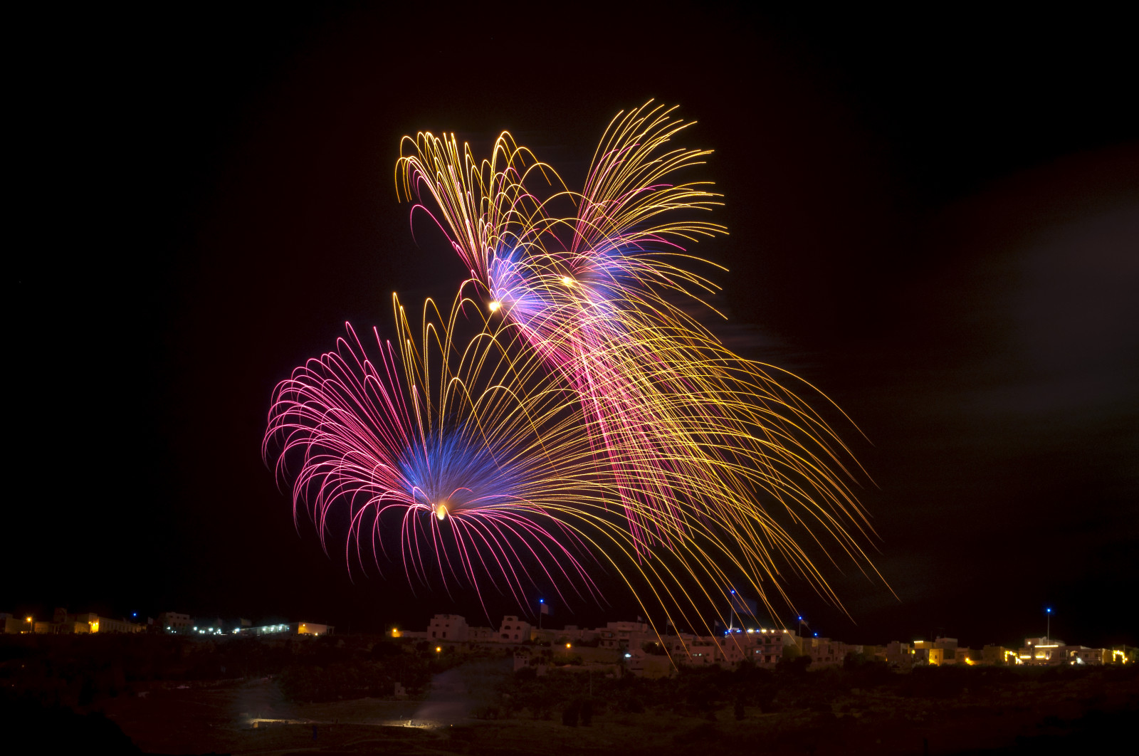 Wallpaper light, holiday, black, night, feast, island, fire, Mediterranean, colours, fireworks