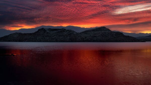 mountains,sunset,mead,USA,lake
