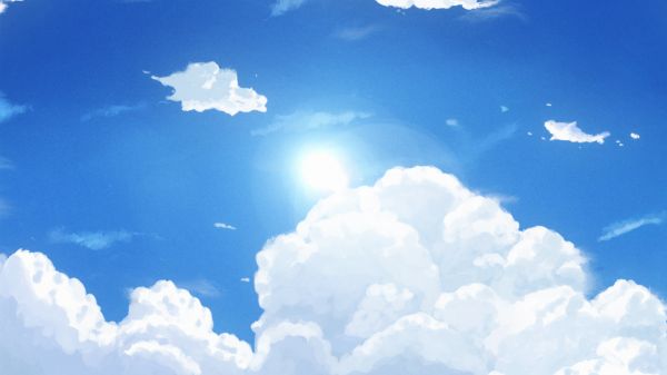 sky,digital art,nature,clouds,anime