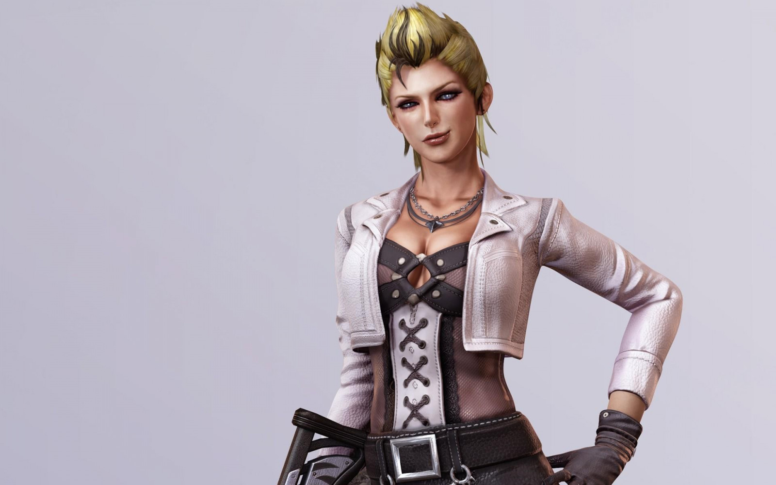 ženy, model, bunda, móda, kůže, jaro, kulomet, oblečení, Lollipop Chainsaw, Rosalind Starling, focení