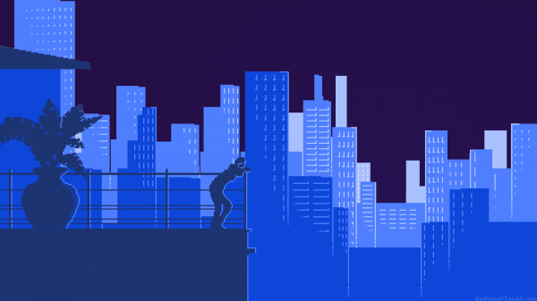illustration, digital art, women, city, cityscape, pixel art