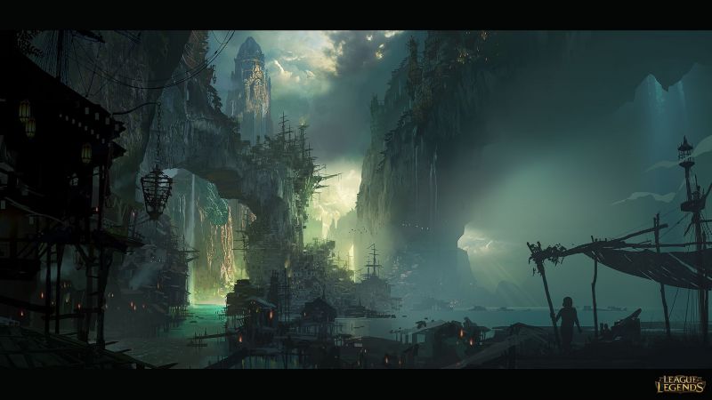 computerspil, Liga af legender, spøgelse skib, atmosfære, Aurora, midnat
