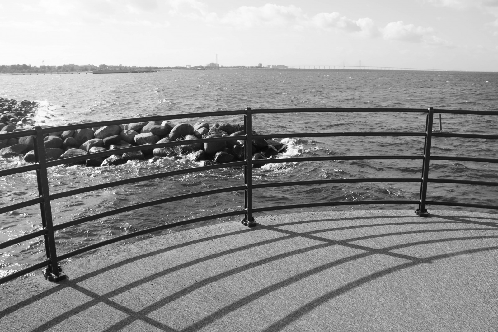 moře, tělesné, stíny, zábradlí, Malmo, hav, stersj n, skugga, v strahamnen, r CKE