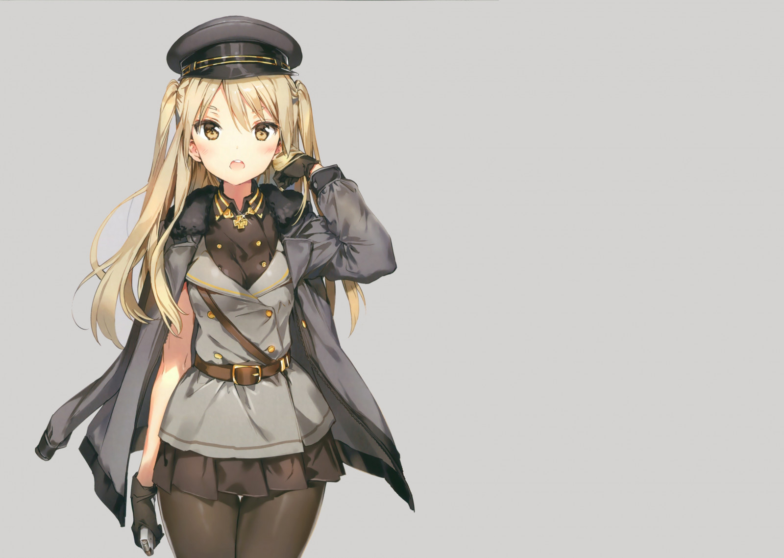 výkres, ilustrace, blondýnka, dlouhé vlasy, anime, anime dívky, žluté oči, kreslená pohádka, sukně, Osoba, jednotný, skica, figurka, kostýmy, profese