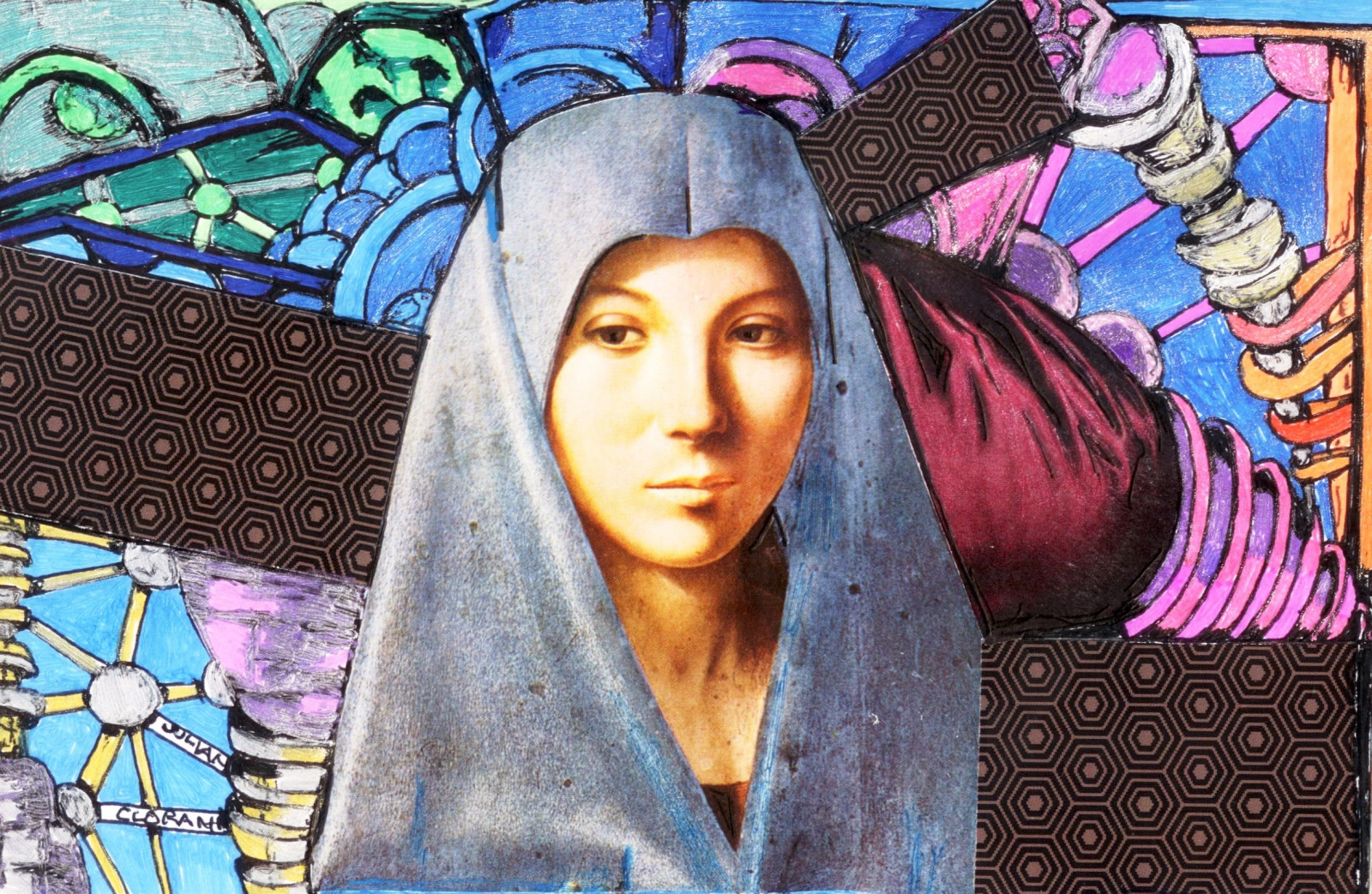 Zeichnung, Illustration, Fenster, Collage, surreal, blau, Glas, Graffiti, Religiös, Straßenkunst, Geistig, Wandgemälde, Madonna, symbolisch, Symbol, KUNST, Flickr, Farbe, verschleiert, Visuelle Kunst, Sharingart, Matriarch, Damessina, Sparklingheart, Narolc, Juliancloran