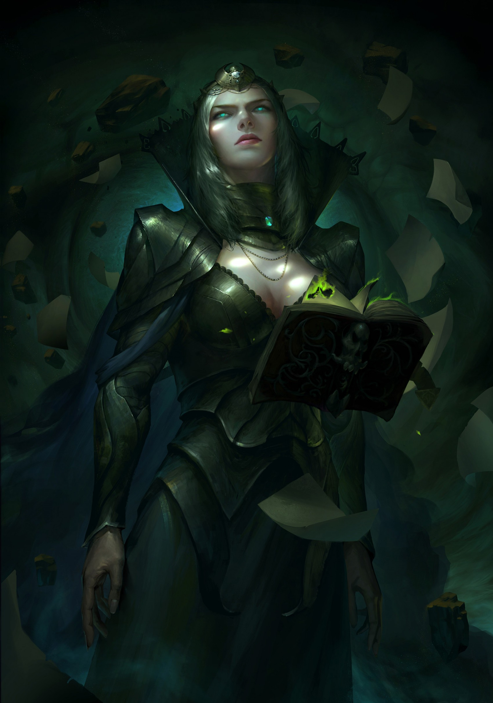 ilustrace, fantasy umění, anime, kouzlo, mytologie, tma, Snímek obrazovky, počítač tapeta, fiktivní postava